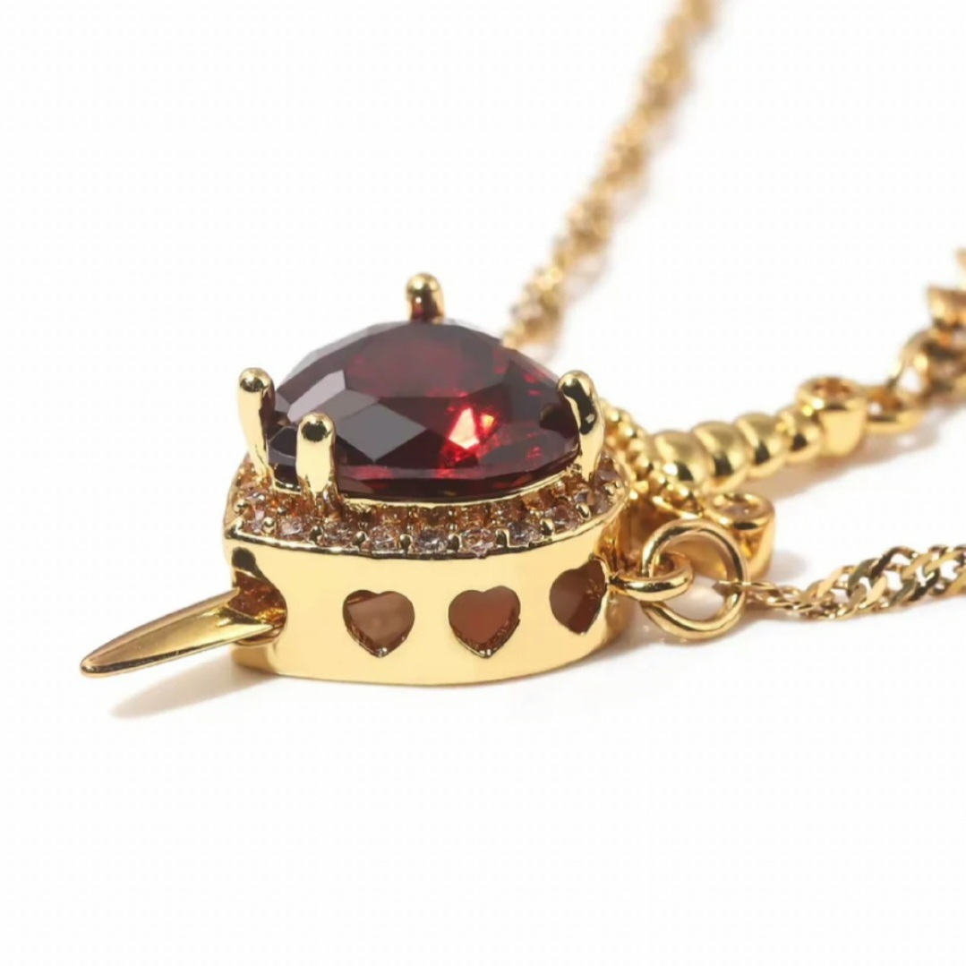 HEART AND SWORD RED NECKLACE